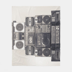 Retro 80s Cassette Recorders Pattern. Fleece Blanket