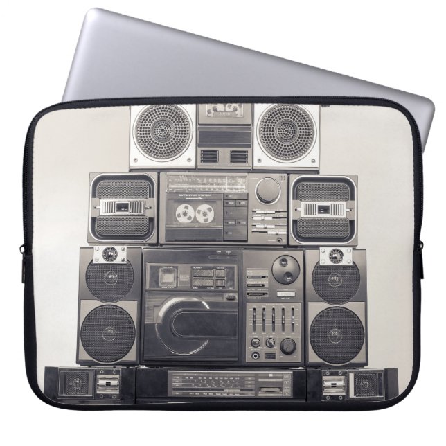 Retro 80s Cassette Recorders Pattern. Laptop Sleeve (Front)