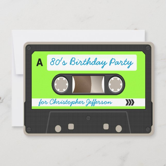 Retro 80s Cassette Tape Birthday Party Invitation (Front)