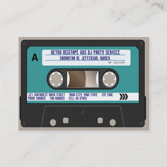 Retro 80s Cassette Tape Business Card (Front)