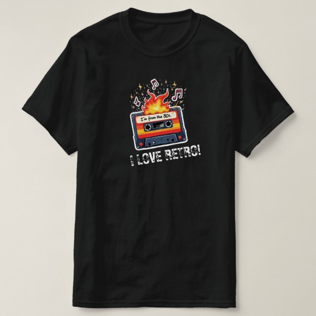 Retro 80s Cassette Tape T-Shirt – I Love Retro (Design Front)