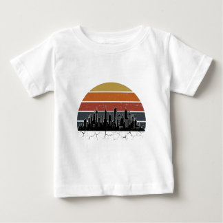 Retro 80s City Skyline Sunset Vintage Cityscape T- Baby T-Shirt