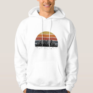 Retro 80s City Skyline Sunset Vintage Cityscape T- Hoodie