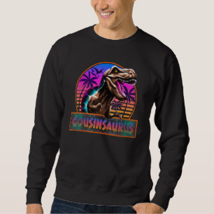 Retro 80s Colour Cousinsaurus T Rex Dinosaur Famil Sweatshirt