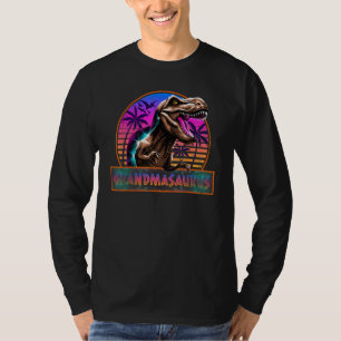 Retro 80s Colour Grandmasaurus T Rex Dinosaur Fami T-Shirt