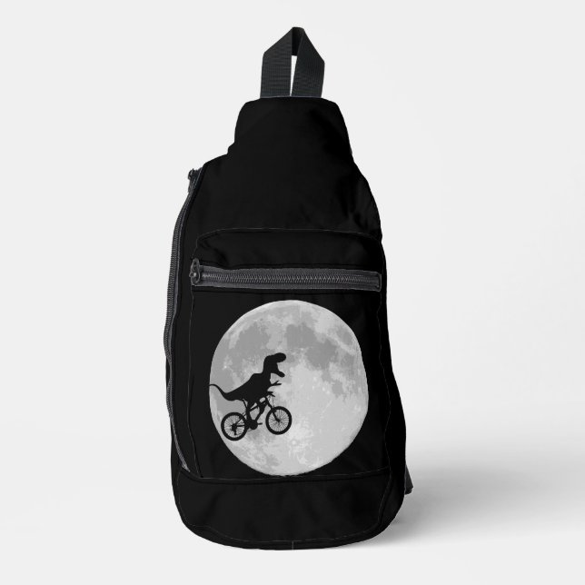 Retro 80s Dinosaur bike and Moon  Sling Bag (Front)