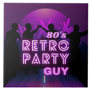 Retro 80s Disco Dance Party Neon Purple Funky Ceramic Tile