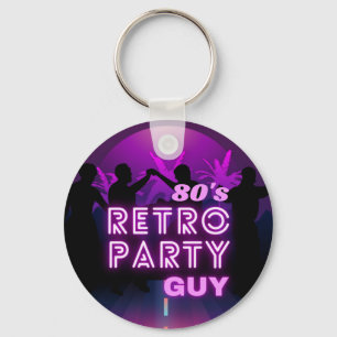 Retro 80s Disco Dance Party Neon Purple Funky Key Ring