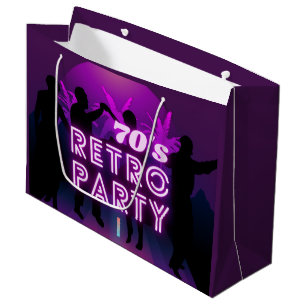 Retro 80s Disco Dance Party Neon Purple Funky Large Gift Bag