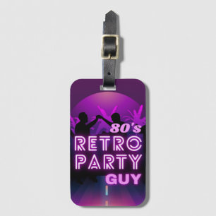 Retro 80s Disco Dance Party Neon Purple Funky Luggage Tag