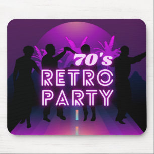 Retro 80s Disco Dance Party Neon Purple Funky Mouse Pad