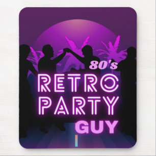 Retro 80s Disco Dance Party Neon Purple Funky Mouse Pad