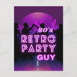 Retro 80s Disco Dance Party Neon Purple Funky Postcard