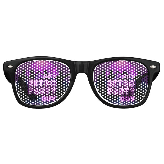 Retro 80s Disco Dance Party Neon Purple Funky Retro Sunglasses (Front)