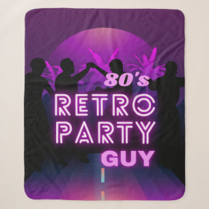 Retro 80s Disco Dance Party Neon Purple Funky Sherpa Blanket