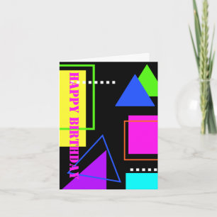 RETRO 80s FASHION NEON FLUORO GEOMETRIC BIRTHDAY Card