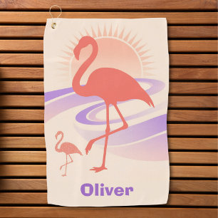 Retro 80s Flamingo Vibes – Pastel Sunset Golf Towel