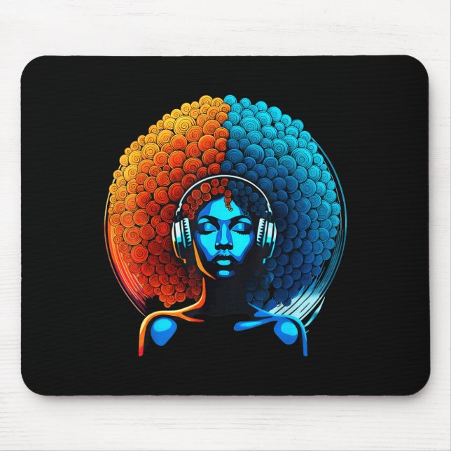 Retro 80s Funk Afro Girl Disco Soul African Americ Mouse Pad (Front)