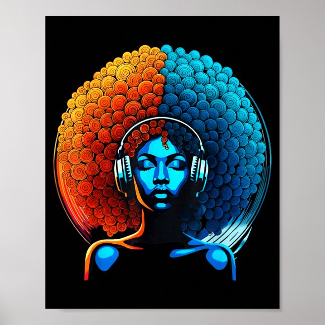 Retro 80s Funk Afro Girl Disco Soul African Americ Poster (Front)