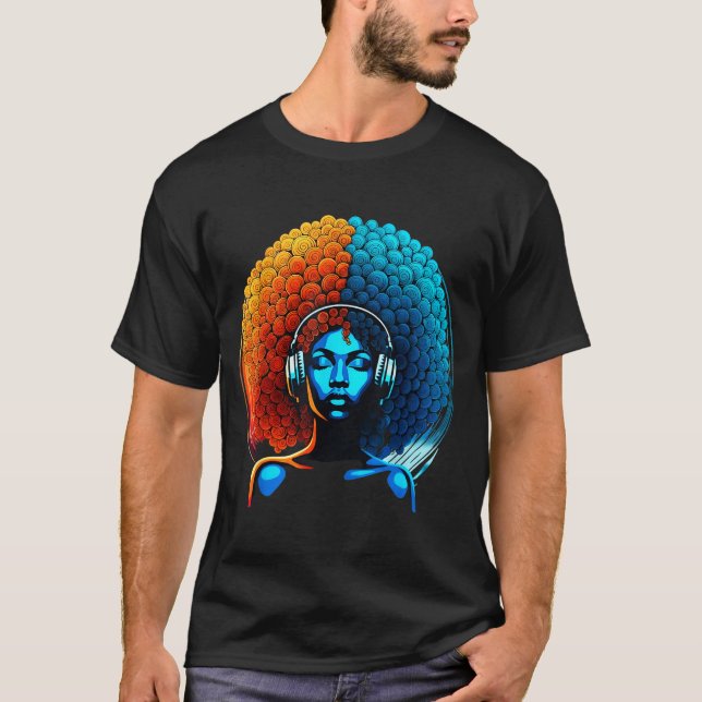 Retro 80s Funk Afro Girl Disco Soul African Americ T-Shirt (Front)