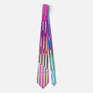 Retro 80s Geometric Glitch Art Colourful Striped Tie