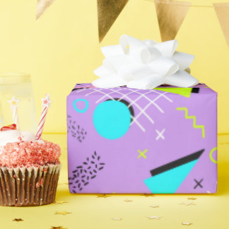 Retro 80's Geometric Patterned Wrapping Paper