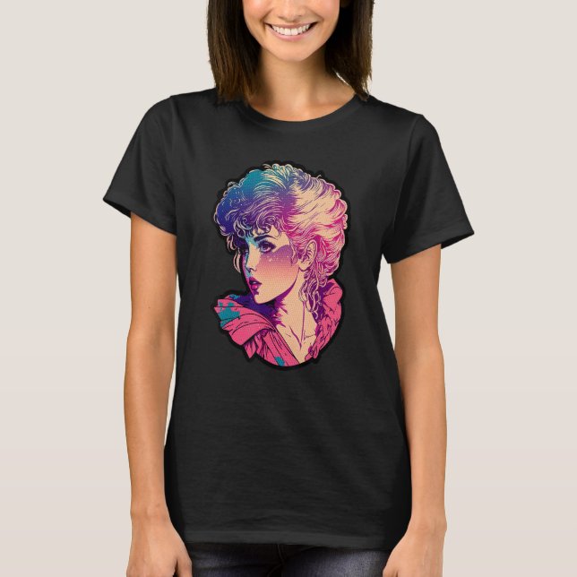 Retro 80's Girl with Big Hair Matching Party Outfi T-Shirt (Front)