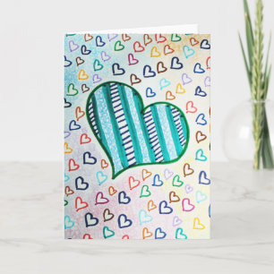 Retro 80s hearts for Valentines day Holiday Card