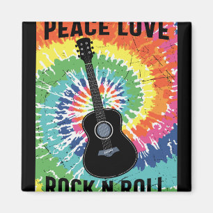 Retro 80s Hippie Peace Love Rock N Roll Magnet