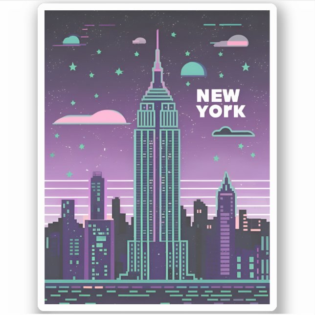 Retro 80s Lo-Fi Vaporwave Empire State Building  (Front)