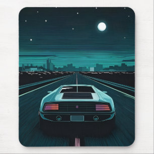 Retro 80s Lo-Fi Vaporwave Futuristic Supercar Mouse Pad