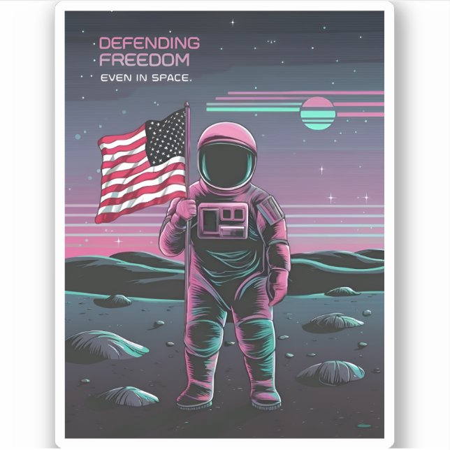 Retro 80s LoFi Vaporwave US Patriotic Astronaut (Front)