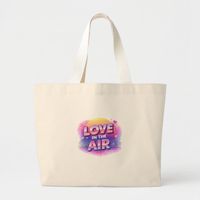  Retro 80's Love In The Air Valentine Lover Candle Large Tote Bag (Front)