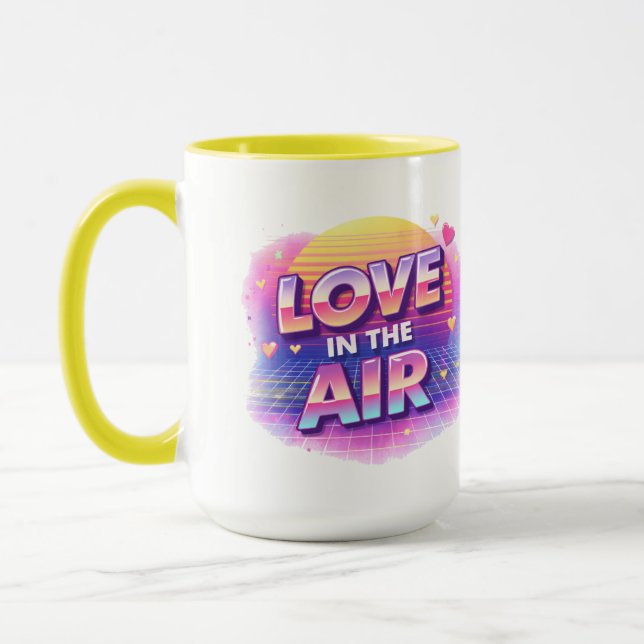 Retro 80's Love In The Air Valentine Lover Candle Mug (Left)