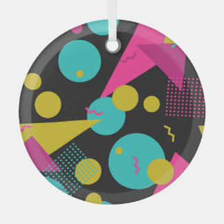 Retro 80s Memphis Geometric Design Glass Tree Decoration