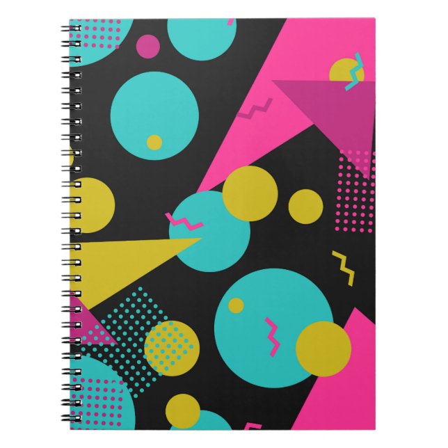 Retro 80s Memphis Geometric Design Notebook (Front)