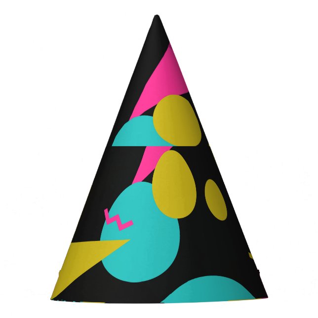 Retro 80s Memphis Geometric Design Party Hat (Front)