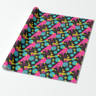 Retro 80s Memphis Geometric Design Wrapping Paper