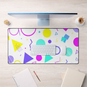 Retro 80s Memphis Geometric Pattern Desk Mat