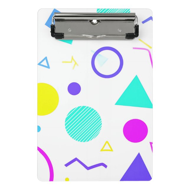 Retro 80s Memphis Geometric Pattern Mini Clipboard (Front)