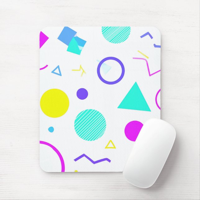 Retro 80s Memphis Geometric Pattern Mouse Pad (With Mouse)