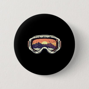 Retro 80s Mountain Sunset Ski Snowboard Goggles Sk 6 Cm Round Badge