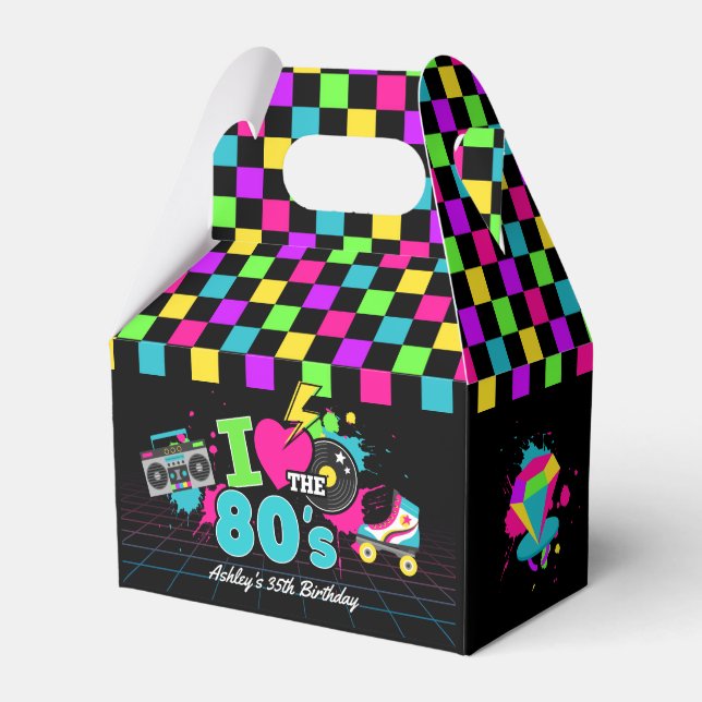Retro 80s Neon Birthday Favour Boxes (Front Side)