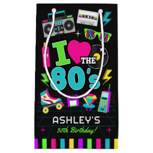 Retro 80s Neon Cassette Birthday Small Gift Bag