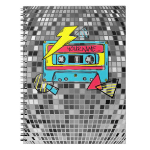Retro 80s Neon Cassette Pop Notebook
