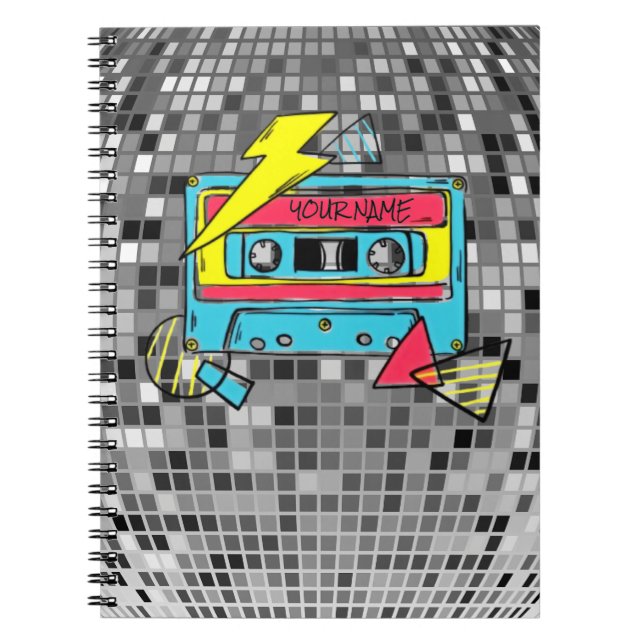 Retro 80s Neon Cassette Pop Notebook (Front)