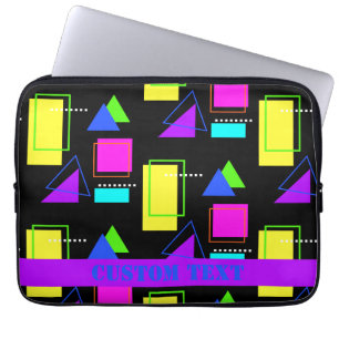 RETRO 80S NEON FLUORO BOLD COLOR GEOMETRIC SHAPES LAPTOP SLEEVE