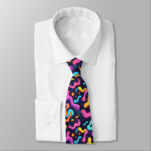 Retro 80s Neon Geometric Pattern Tie