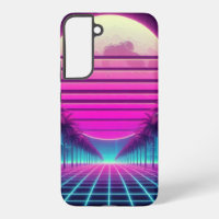 retro, 80s neon moon/palms