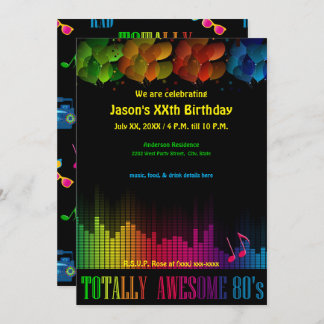 Retro 80's Neon Party Invitation